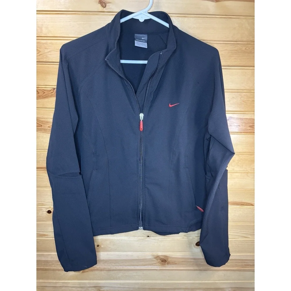 Nike Women's Black Sphere Dry Mesh Athletic Jacket‎ Size Medium Rare Silver Tag